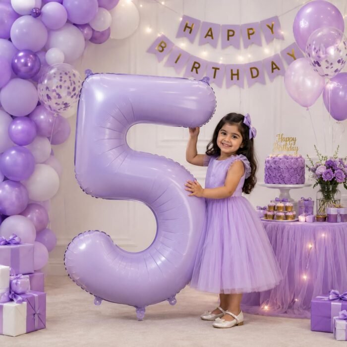 Number 5 Foil Balloon 40 Inch, Lilac - Image 3