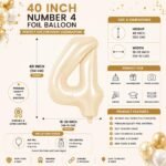 Number 4 Foil Balloon 40 Inch, Cream - Image 2