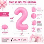 Number 2 Foil Balloon 40 Inch, Pink - Image 2