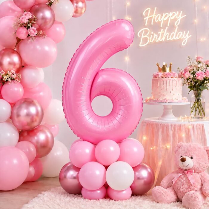 Number 6 Foil Balloon 40 Inch, Pink - Image 3