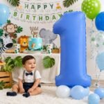 Number 1 Foil Balloon 40 Inch, Lotus Blue - Image 2