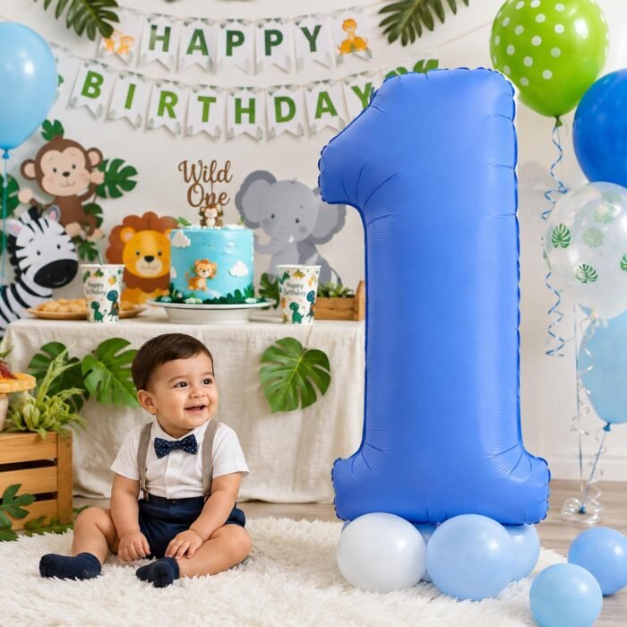 Number 1 Foil Balloon 40 Inch, Lotus Blue - Image 2
