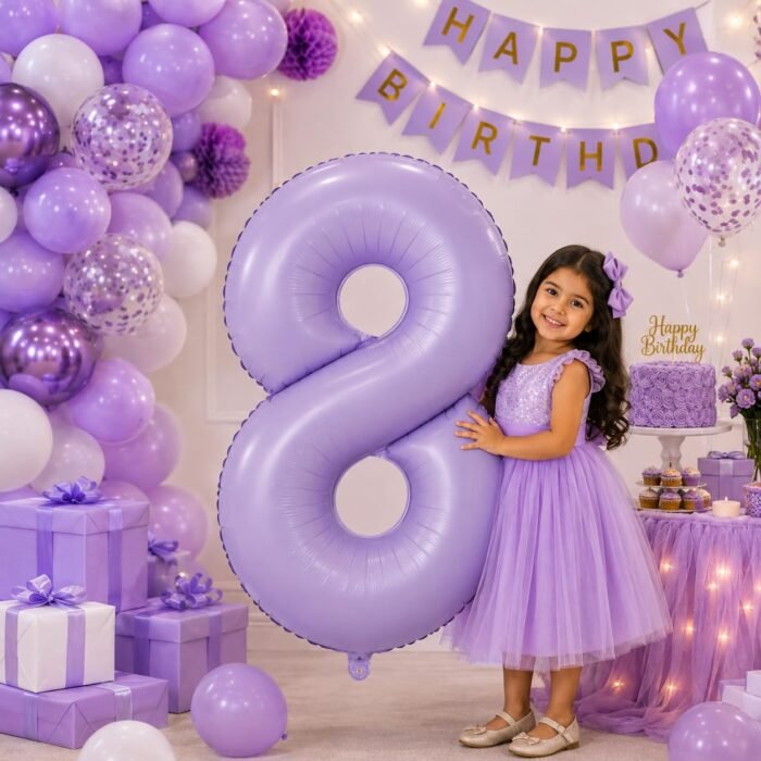 Number 8 Foil Balloon 40 Inch, Lilac - Image 3