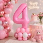 Number 4 Foil Balloon 40 Inch, Pink - Image 3