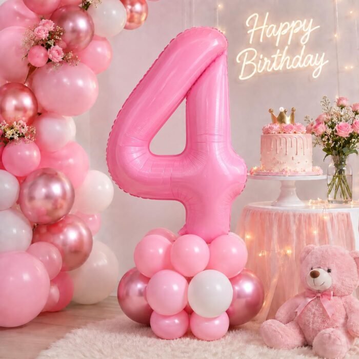 Number 4 Foil Balloon 40 Inch, Pink - Image 3