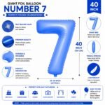 Number 7 Foil Balloon 40 Inch, Lotus Blue - Image 2