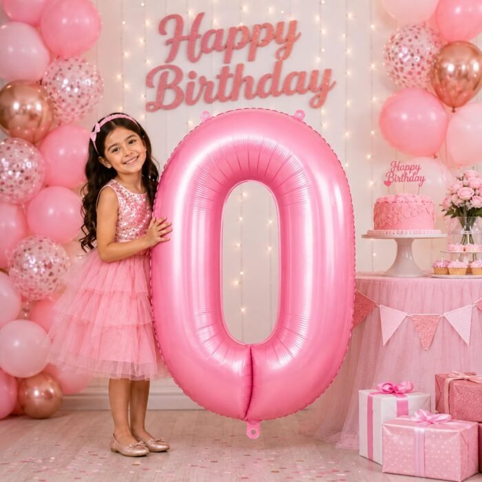Number 0 Foil Balloon 40 Inch, Pink - Image 2