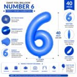 Number 6 Foil Balloon 40 Inch, Lotus Blue - Image 2