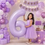 Number 6 Foil Balloon 40 Inch, Lilac - Image 2