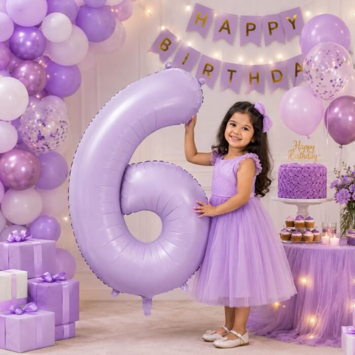 Number 6 Foil Balloon 40 Inch, Lilac - Image 2