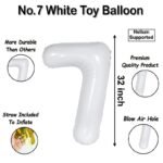32 inch Large White 7 Number Foil Balloon, Number 7 Balloon for 7th Birthday, Anniversary and Party Decorations, White Number Foil Balloons Helium Balloons for Kids Party, Pack of 1 (available 0-9) - Image 2