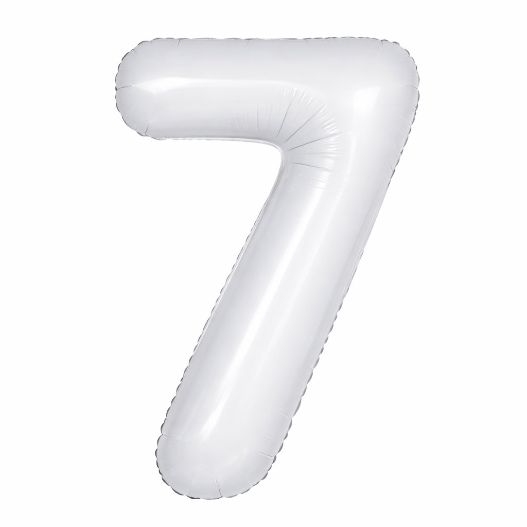 73 32 inch Large White 7 Number Foil Balloon, Number 7 Balloon for 7th Birthday, Anniversary and Party Decorations, White Number Foil Balloons Helium Balloons for Kids Party, Pack of 1 (available 0-9) - Image 1