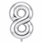 Silver Number 8 Foil Balloon 40 Inch | Large Metallic Number Eight Balloon for 8th Birthday, Anniversary, Kids Birthday Party Decoration, Photo Backdrop & Celebration Decor
