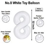 32 inch Large White 8 Number Foil Balloon, Number 8 Balloon for 8th Birthday, Anniversary and Party Decorations, White Number Foil Balloons Helium Balloons for Kids Party, Pack of 1 (available 0-9) - Image 3