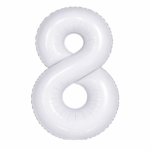 32 inch Large White 8 Number Foil Balloon, Number 8 Balloon for 8th Birthday, Anniversary and Party Decorations, White Number Foil Balloons Helium Balloons for Kids Party, Pack of 1 (available 0-9)