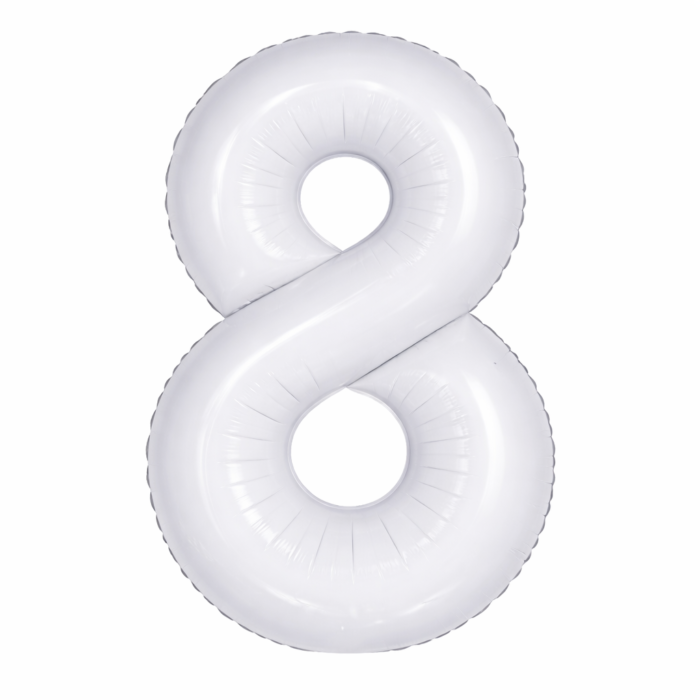 32 inch Large White 8 Number Foil Balloon, Number 8 Balloon for 8th Birthday, Anniversary and Party Decorations, White Number Foil Balloons Helium Balloons for Kids Party, Pack of 1 (available 0-9) - Image 2