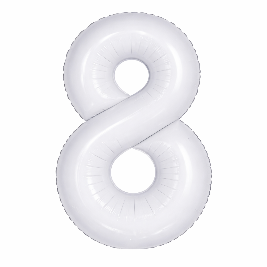 83 32 inch Large White 8 Number Foil Balloon, Number 8 Balloon for 8th Birthday, Anniversary and Party Decorations, White Number Foil Balloons Helium Balloons for Kids Party, Pack of 1 (available 0-9) - Image 1