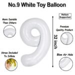 32 inch Large White 9 Number Foil Balloon, Number 9 Balloon 9th Birthday, Anniversary and Party Decorations, White Number Foil Balloons Helium Balloons for Kids Party, Pack of 1 (available 0-9) - Image 2