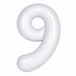 32 inch Large White 9 Number Foil Balloon, Number 9 Balloon 9th Birthday, Anniversary and Party Decorations, White Number Foil Balloons Helium Balloons for Kids Party, Pack of 1 (available 0-9)
