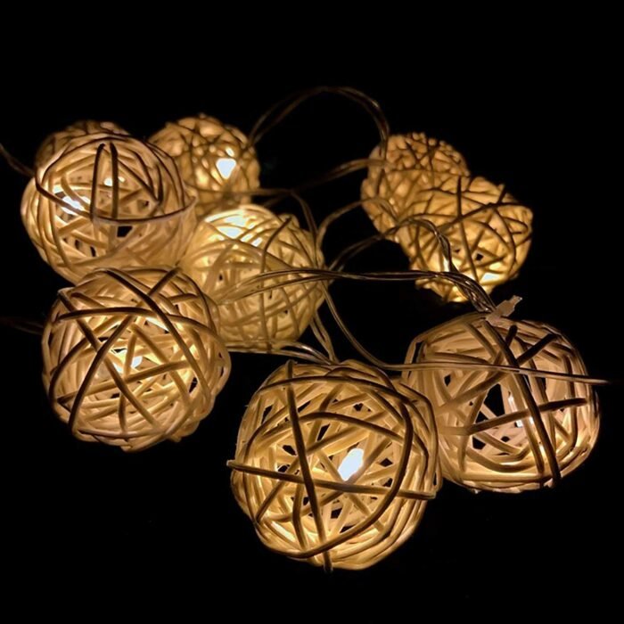 My Party Suppliers 10 LED White Rattan Ball String Fairy Light for Decor 1.2m- Warm White | String Lights, Fairy Lights - Image 5