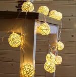 My Party Suppliers 10 LED White Rattan Ball String Fairy Light for Decor 1.2m- Warm White | String Lights, Fairy Lights - Image 6